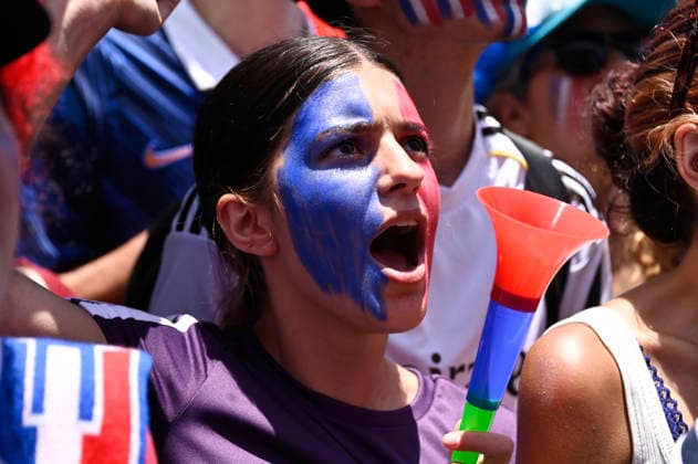 Spain V France FIFA Fan Festival - FIFA World Cup, WM, Weltmeisterschaft, Fussball 2026 A France football fan reacts while watching the FIFA World Cup 2026 semifinals match between Spain and France on a giant screen at the FIFA World Cup Fan Festival on July 14, 2026 in Mexico City, Mexico. Spain defeated France 2-0 to advance to the final. (Photo by Carlos Tischler Eyepix Group) Copyright: xCarlosxTischler xEyepixxGroupx CT_14072026_192899