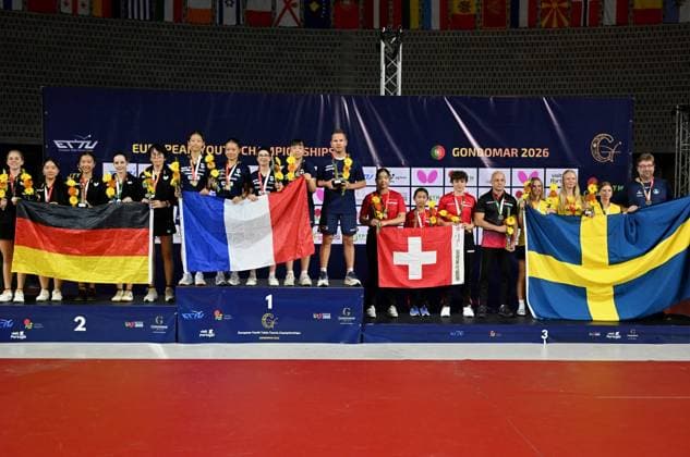 Ceremony U15 Girls EYC-2026-1407-1365ms 2026 European Youth Table tennis, Tischtennis Championships in Multiusos de Gondomar in Gondomar, Portugal Ceremony U15 Girls EYC-2026-1407-1365ms - 14th of July 2026 at the European Youth Table Tennis Championships U15 and U19 in Gondomar, district of Porto, Portugal (Photo by Manfred Schillings) Gondomar Multiusos de Gondomar Portugal *** U15 Girls Ceremony, EYC 2026 1407 1365ms, 2026 European Youth Table Tennis Championships at Multiusos de Gondomar in Gondomar, Portugal Ceremony U15 Girls EYC 2026 1407 1365ms July 14, 2026, at the European Youth Table Tennis Championships U15 and U19 in Gondomar, in the district of Porto, Portugal Photo by Manfred Schillings Gondomar Multiusos de Gondomar Portugal