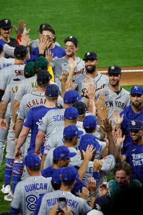 2026 Major League Baseball All Star game The American League celebrates beating the National League 4-0 at the conlcusion of the 2026 Major League Baseball All-Star Game at Citizens Bank Park in Philadelphia, Pennsylvania, USA, 14 July 2026. PHILADELPHIA PENNSYLVANIA USA  Copyright: xSTEVENxM.xFALKx