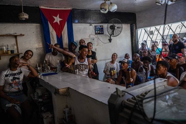 Football, 2026 FIFA World Cup, France v Spain, people in Cuba watching the match