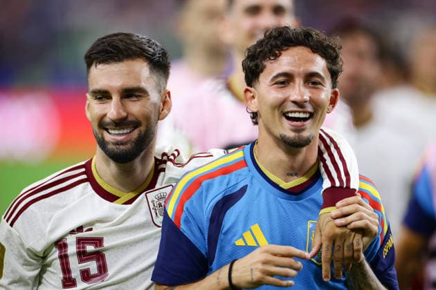 Alex Baena L of Spain celebrates after winning a 2026 FIFA World Cup, WM, Weltmeisterschaft, Fussball semifinal match between France and Spain at AT&T stadium in Arlington, United States, 14 July 2026. FIFA World Cup 2026 Semifinal: France - Spain ACHTUNG: NUR REDAKTIONELLE NUTZUNG  Copyright: xCarlosxRamirezx GR2147 20260714-55020894653_1 FIFA World Cup 2026 Semifinal: France - Spain !ACHTUNG: NUR REDAKTIONELLE NUTZUNG!  Copyright: xIMAGO CarlosxRamirezx imago images 0861633279 0861633279st