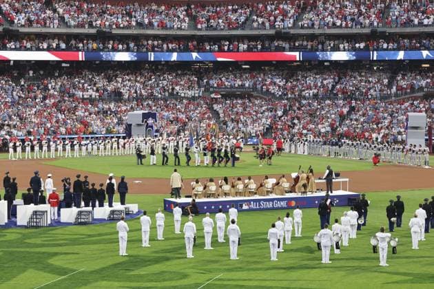 Baseball: MLB, Baseball Herren, USA All-Star Game A ceremony is held at Citizens Bank Park in Philadelphia on July 14, 2026, ahead of the Major League Baseball All-Star Game between the American League and the National League.  A14AA0005623160P