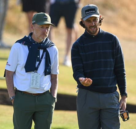 Tommy Fleetwood (ENG) on the 1st Green with Top Putting Coach Phil Kenyon 154th Open Golf Championships, Royal Birkdale, Southport, UK - 15 Jul 2026Southport Royal Birkdale United Kingdom  Copyright: xGreigxCowie Shutterstockx 16988291l
