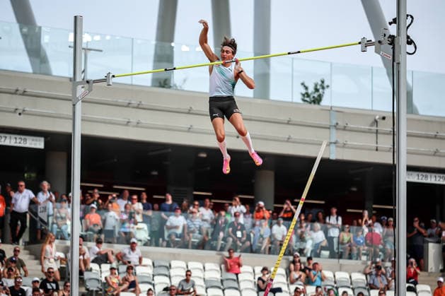(260715) -- BUDAPEST, July 15, 2026 -- Armand Duplantis of Sweden competes during the men s pole vault event at the Gyulai Istvan Memorial - Hungarian Athletics Grand Prix in Budapest, Hungary, on July 14, 2026. (Photo by Xinhua) (SP)HUNGARY-BUDAPEST-ATHLETICS GRAND PRIX-ISTVAN GYULAI MEMORIAL DavidxBalogh 