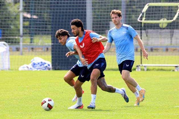 DEU, DFL, 2. FBL Hertha BSC, Training, 15.07.2026, Sportforum, Berlin, DEU, DFL, 2. FBL Hertha BSC, Training, Kevin Sessa (Hertha BSC Berlin 8), Leon Jensen (Hertha BSC Berlin 5) DFL - regulations prohibit any use of Photographs as image sequences and or quasi-video Berlin Sportforum Berlin Deutschland *** GER, DFL, 2nd Bundesliga Hertha BSC, Training, July 15, 2026, Sportforum, Berlin, GER, DFL, 2nd Bundesliga Hertha BSC, Training, Kevin Sessa Hertha BSC Berlin 8, Leon Jensen Hertha BSC Berlin 5. DFL regulations prohibit any use of photographs as image sequences and or quasi-video. Berlin Sportforum, Berlin, Germany Copyright: xNordphotox xEnglerx