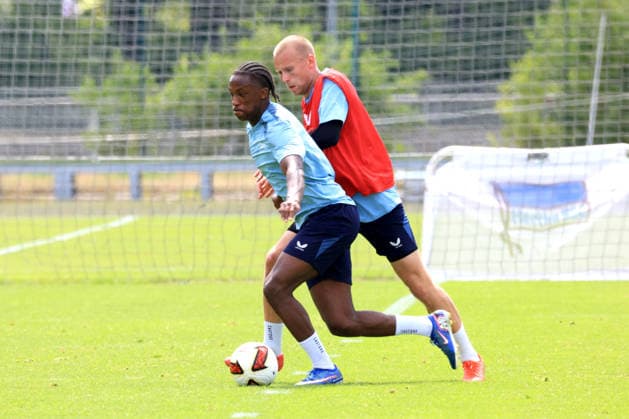 DEU, DFL, 2. FBL Hertha BSC, Training, 15.07.2026, Sportforum, Berlin, DEU, DFL, 2. FBL Hertha BSC, Training, Jelani Ndi (Hertha BSC Berlin 28), Jon Dabur Thorsteinsson (Hertha BSC Berlin 24) DFL - regulations prohibit any use of Photographs as image sequences and or quasi-video Berlin Sportforum Berlin Deutschland *** GER, DFL, 2nd Bundesliga Hertha BSC, Training, July 15, 2026, Sportforum, Berlin, GER, DFL, 2nd Bundesliga Hertha BSC, Training, Jelani Ndi Hertha BSC Berlin 28, Jon Dabur Thorsteinsson Hertha BSC Berlin 24. DFL regulations prohibit any use of photographs as image sequences and or quasi-video. Berlin Sportforum, Berlin, Germany Copyright: xNordphotox xEnglerx