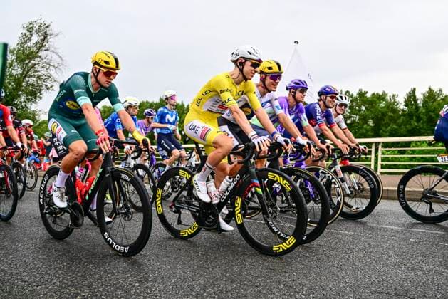 Tour de France 2026 Stage 11 NEVERS, FRANCE - JULY 15 : Pogacar Tadej (SLO) of UAE Team Emirates XRG, Pedersen Mads (DEN) of Lidl Trek in action during stage 11 of the 113rd edition of Tour de France an UCI World Tour 2.UWT cycling road race stage for Men Elite of 161 km with start in Vichy and finish in Nevers on July 15, 2026 in Nevers, France, 15 07 2026 Nevers France  Copyright: xPeterxDexVoechtx