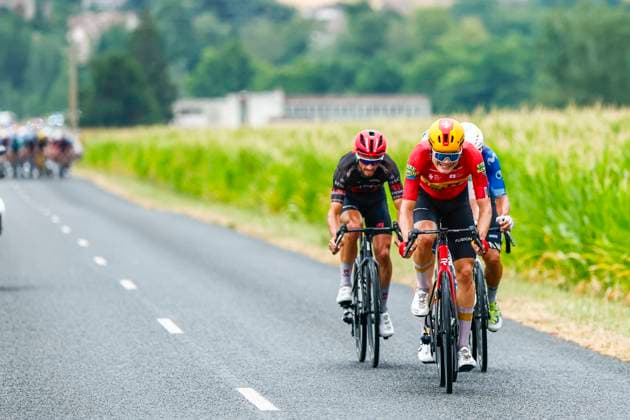 Tour de France 2026 Stage 11 NEVERS, FRANCE - JULY 15 : Charmig Anthon (DEN) of Uno-X Mobility leading the escape pack during stage 11 of the 113rd edition of Tour de France an UCI World Tour 2.UWT cycling road race stage for Men Elite of 161 km with start in Vichy and finish in Nevers on July 15, 2026 in Nevers, France, 15 07 2026 Nevers France  Copyright: xLucaxBettinix