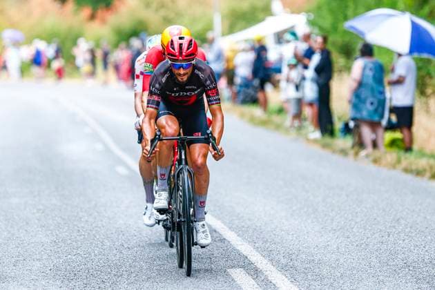 Tour de France 2026 Stage 11 NEVERS, FRANCE - JULY 15 : Alaphilippe Julian (FRA) of Tudor Pro Cycling Team leading the escape pack during stage 11 of the 113rd edition of Tour de France an UCI World Tour 2.UWT cycling road race stage for Men Elite of 161 km with start in Vichy and finish in Nevers on July 15, 2026 in Nevers, France, 15 07 2026 Nevers France  Copyright: xLucaxBettinix