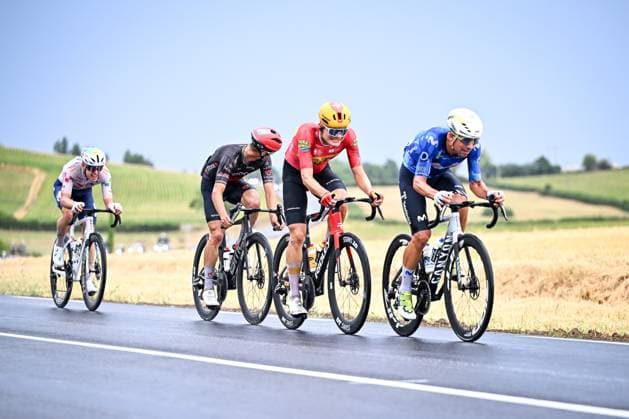 The breakaway group pictured during the stage 11 of the 2026 Tour de France cycling race, a stage of 161km from Vichy to Nevers, on Wednesday 15 July 2026. The 113th edition of the Tour de France starts on Saturday 4 July in Barcelona, Spain, and will finish in Paris, France on the 26th of July. JASPERxJACOBS  x181182401x