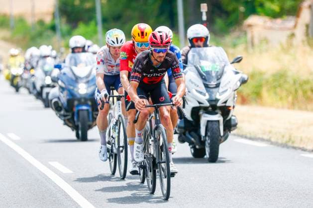 Tour de France 2026 Stage 11 NEVERS, FRANCE - JULY 15 : Alaphilippe Julian (FRA) of Tudor Pro Cycling Team leading the escape pack during stage 11 of the 113rd edition of Tour de France an UCI World Tour 2.UWT cycling road race stage for Men Elite of 161 km with start in Vichy and finish in Nevers on July 15, 2026 in Nevers, France, 15 07 2026 Nevers France  Copyright: xLucaxBettinix
