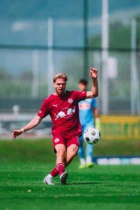 Friendly Match FC Red Bull Salzburg vs. Gamba Osaka ANIF, AUSTRIA JULY 15, 2026: Leandro Morgalla of FC Red Bull Salzburg during the pre-season friendly match FC Red Bull Salzburg vs. Gamba Osaka in Anif, Austria. ( Copyright: xFCxRedxBullxSalzburgxGmbHx RBSAS3_5102