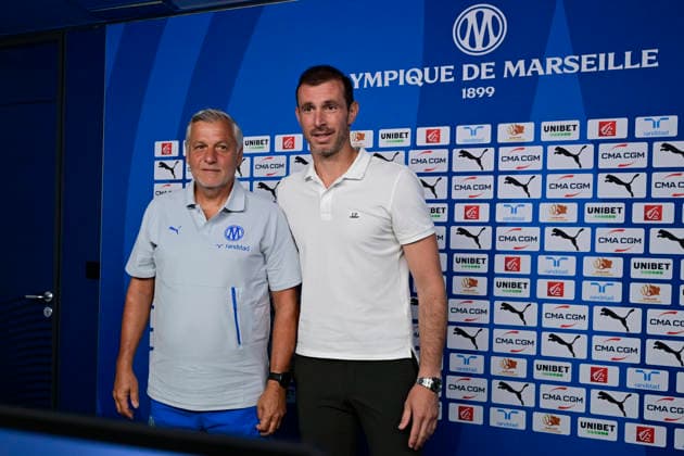 FOOTBALL : ConfÃ rence de prÃ sentation GrÃ gory Lorenzi & Bruno Genesio - 15 07 2026 GrÃ gory Lorenzi (Sports director OM) and Bruno Genesio (Coach OM) MarseilleFrance  Copyright: xWilliamxCannarellax
