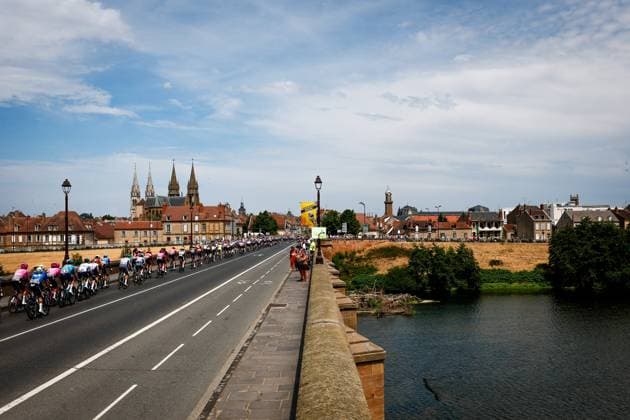 The pack of riders pictured in action during the stage 11 of the 2026 Tour de France cycling race, a stage of 161km from Vichy to Nevers, on Wednesday 15 July 2026. The 113th edition of the Tour de France starts on Saturday 4 July in Barcelona, Spain, and will finish in Paris, France on the 26th of July. POOLxLUCAxBETTINI  x181185112x