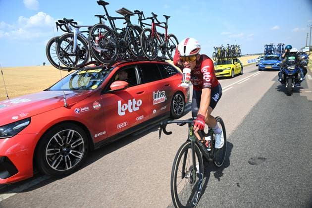 Tour de France 2026 Stage 11 NEVERS, FRANCE - JULY 15 : Veistroffer Baptiste (FRA) of Lotto Intermarche in action during stage 11 of the 113rd edition of Tour de France an UCI World Tour 2.UWT cycling road race stage for Men Elite of 161 km with start in Vichy and finish in Nevers on July 15, 2026 in Nevers, France, 15 07 2026 Nevers France  Copyright: xGarnierxEtiennex