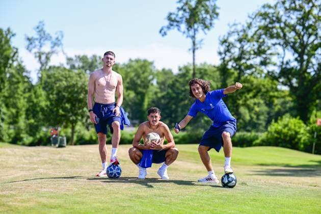 Gent s Maksim Paskotsi, Gent s Abdelkahar Kadri and Gent s Mohammed El Adfaoui pose for the photographer at a teambuilding activity at the summer training camp of Belgian first division soccer team KAA Gent in De Lutte, Losser, the Netherlands on Wednesday 15 July 2026, to prepare for the upcoming 2026-2027 season. TOM GOYVAERTS TomxGoyvaerts  x181186408x