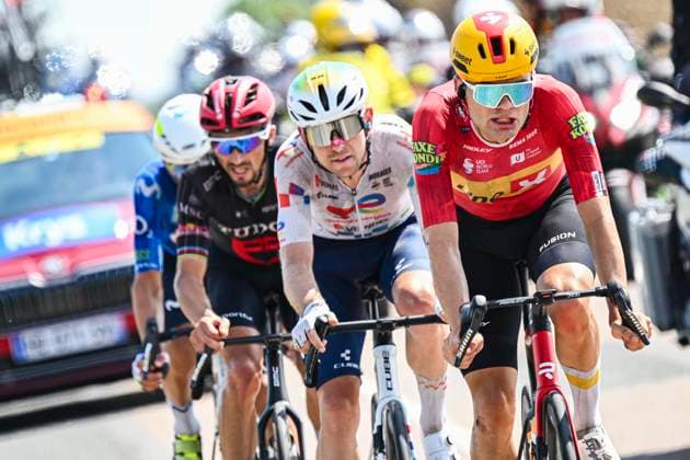 Tour de France 2026 Stage 11 NEVERS, FRANCE - JULY 15 : Charmig Anthon (DEN) of Uno-X Mobility leading the escape pack during stage 11 of the 113rd edition of Tour de France an UCI World Tour 2.UWT cycling road race stage for Men Elite of 161 km with start in Vichy and finish in Nevers on July 15, 2026 in Nevers, France, 15 07 2026 Nevers France  Copyright: xGarnierxEtiennex