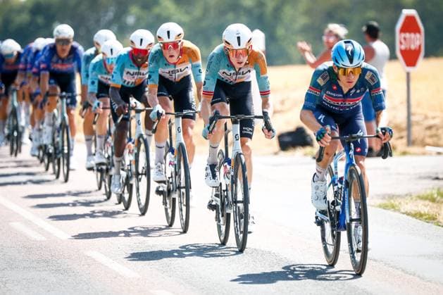 Latvian Krists Neilands of NSN Cycling Team pictured in action during the stage 11 of the 2026 Tour de France cycling race, a stage of 161km from Vichy to Nevers, on Wednesday 15 July 2026. The 113th edition of the Tour de France starts on Saturday 4 July in Barcelona, Spain, and will finish in Paris, France on the 26th of July. POOLxLUCAxBETTINI  x181187281x