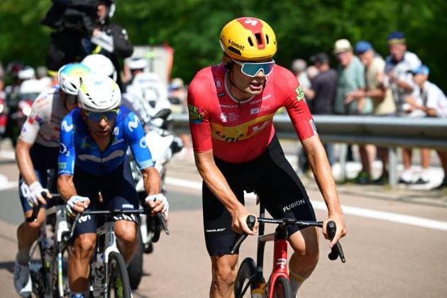 Tour de France 2026 Stage 11 NEVERS, FRANCE - JULY 15 : Charmig Anthon (DEN) of Uno-X Mobility leading the escape pack during stage 11 of the 113rd edition of Tour de France an UCI World Tour 2.UWT cycling road race stage for Men Elite of 161 km with start in Vichy and finish in Nevers on July 15, 2026 in Nevers, France, 15 07 2026 Nevers France  Copyright: xPaponxBernardx