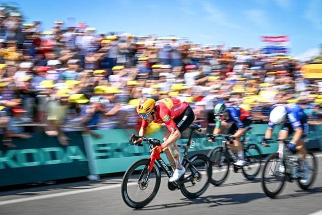 Norwegian Soren Waerenskjold of Uno-X Mobility sprints to the finish to win the stage 11 of the 2026 Tour de France cycling race, a stage of 161km from Vichy to Nevers, on Wednesday 15 July 2026. The 113th edition of the Tour de France starts on Saturday 4 July in Barcelona, Spain, and will finish in Paris, France on the 26th of July. JASPERxJACOBS  x181189511x