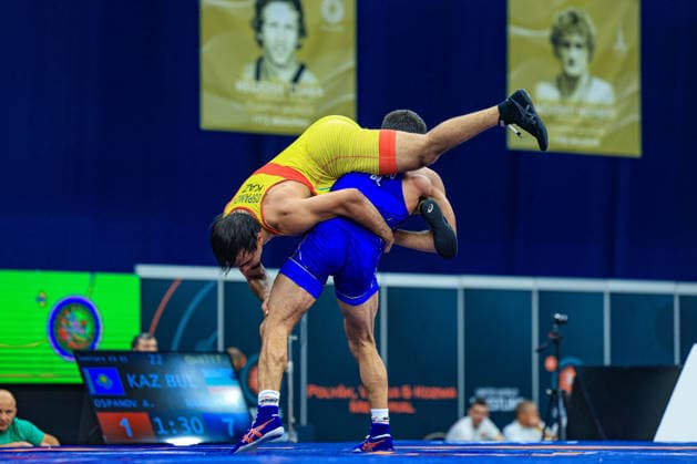 Wrestling Ranking Series Polyak & Janos & Istvan Memorial 65kg FS - Shamil Alievich Mamedov (BUL) df. Adil Ospanov (KAZ) *** Wrestling Ranking Series: Janos Istvan Polyak Memorial, 65 kg Freestyle: Shamil Alievich Mamedov (BUL) def. Adil Ospanov (KAZ) Copyright: xUnitedxWorldxWrestlingx xAmirrezx United World Wrestling Kadir C