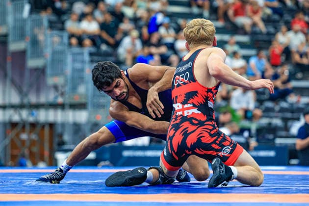 Wrestling Ranking Series Polyak & Janos & Istvan Memorial 57kg FS - Aman Aman (IND) df. Nikoloz Botchorishvili (GEO) *** Wrestling Ranking Series: Janos Istvan Polyak Memorial, 57 kg Freestyle: Aman Aman (IND) defeated Nikoloz Botchorishvili (GEO) Copyright: xUnitedxWorldxWrestlingx xAmirrezx United World Wrestling Kadir C
