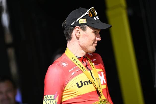 Tour de France 2026 Stage 11 NEVERS, FRANCE - JULY 15 : Waerenskjold Soren (NOR) of Uno-X Mobility on the podium during stage 11 of the 113rd edition of Tour de France an UCI World Tour 2.UWT cycling road race stage for Men Elite of 161 km with start in Vichy and finish in Nevers on July 15, 2026 in Nevers, France, 15 07 2026 Nevers France  Copyright: xTomasxSiskx