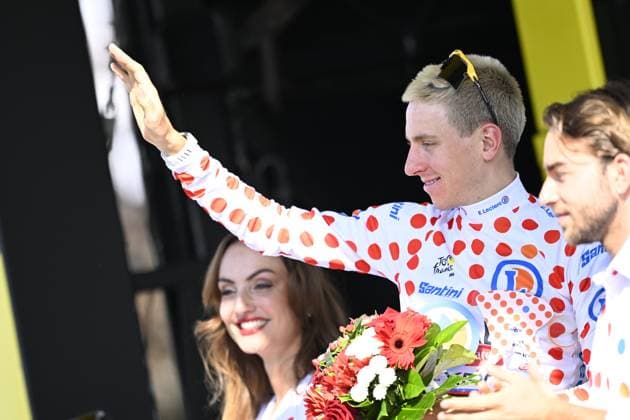Tour de France 2026 Stage 11 NEVERS, FRANCE - JULY 15 : Pogacar Tadej (SLO) of UAE Team Emirates XRG on the podium wearing the polka dot jersey during stage 11 of the 113rd edition of Tour de France an UCI World Tour 2.UWT cycling road race stage for Men Elite of 161 km with start in Vichy and finish in Nevers on July 15, 2026 in Nevers, France, 15 07 2026 Nevers France  Copyright: xTomasxSiskx