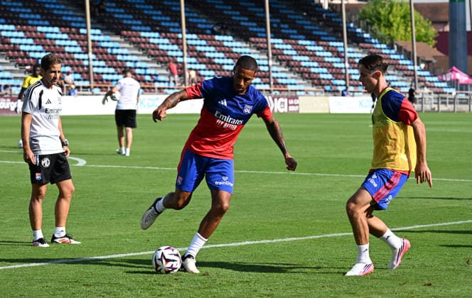 Football : Olympique Lyonnais and Servette FC Geneve - Friendly football match - 15 07 2026 Corentin TOLISSO of Lyon during the Friendly football match between Olympique Lyonnais and Servette FC Geneve at Pierre RAJON Stadium Bourgoin Jallieu on July 15 2026 , France BOURGOIN JALLIEUFrance  Copyright: xMouradxAllilix