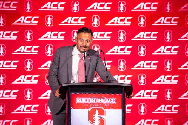 July 15, 2026: Stanford head coach Tavita Pritchard talks to the media at the 2026 ACC Football Kickoff at Hilton Uptown Charlotte in Charlotte, NC. ( CSM) Charlotte United States - ZUMAc04_ 20260715_zma_c04_085 Copyright: xScottxKinserx