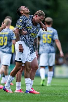 LOENEN , 15-07-2026 , Sportpark Lonapark , season 2026 2027 , Dutch pre-season football , friendly match between Vitesse and AEK Athens , picture shows Vitesse player Xiamaro Thenu and Vitesse player Alexander Buttner Vitesse - AEK Athens  x205043474x Copyright: