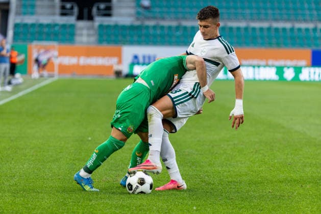 SOCCER - Rapid vs Panathinaikos, test match VIENNA,AUSTRIA,15.JUL.26 - SOCCER - ADMIRAL Bundesliga, Super League, SK Rapid Wien vs Panathinaikos Athen, test match. Image shows Furkan Demir (Rapid) and Adriano Jagusic (Panathinaikos).  GEPAxpictures xPhilippxBrem