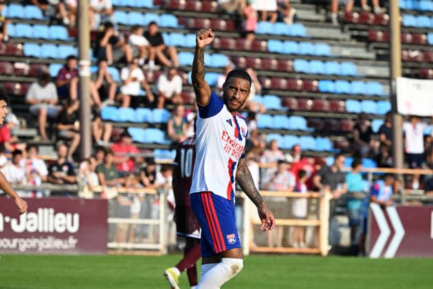 Football : Olympique Lyonnais and Servette FC Geneve - Friendly football match - 15 07 2026 Corentin TOLISSO of Lyon celebrates scoring goal during the Friendly football match between Olympique Lyonnais and Servette FC Geneve at Pierre RAJON Stadium Bourgoin Jallieu on July 15 2026 , France BOURGOIN JALLIEUFrance  Copyright: xMouradxAllilix