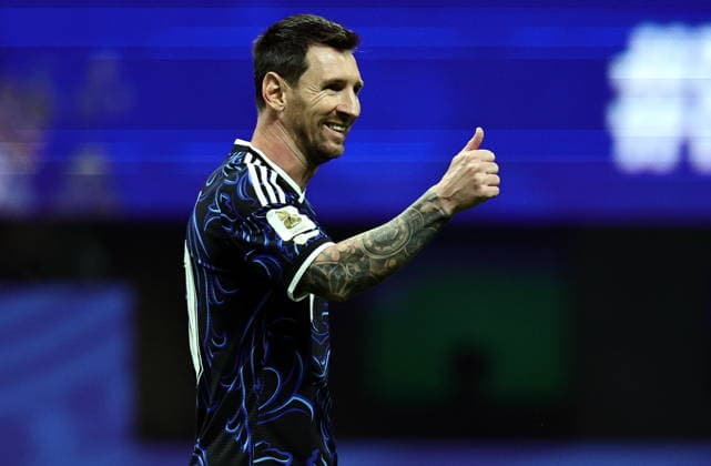FIFA World Cup, WM, Weltmeisterschaft, Fussball 2026 semifinals - England vs Argentina Lionel Messi of Argentina reacts during the FIFA World Cup 2026 semifinals match England against Argentina, in Atlanta, USA, 15 July 2026. ATLANTA United States  Copyright: xRONALDxWITTEKx