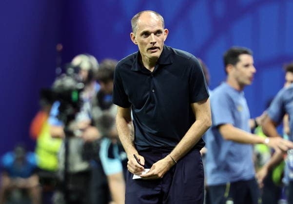 FIFA World Cup, WM, Weltmeisterschaft, Fussball 2026 semifinals - England vs Argentina England s head coach Thomas Tuchel during the FIFA World Cup 2026 semifinals match England against Argentina, in Atlanta, USA, 15 July 2026. ATLANTA United States  Copyright: xRONALDxWITTEKx