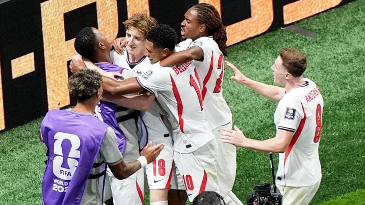 Anthony Gordon of England celebrates scoring a goal to make the score 1-0. England v Argentina, 2026 FIFA World Cup, WM, Weltmeisterschaft, Fussball Semi Final, Football, Atlanta Stadium, Atlanta, Georgia, USA - 15 Jul 2026Atlanta Atlanta Stadium Georgia (GA) United States of America  Copyright: xIsmaelxAdnan Shutterstockx 16992263cs