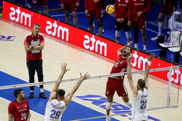 Serbia v Turkiye - Men s Volleyball Nations League BELGRADE, SERBIA - JULY 15: Players compete during the Men s Volleyball Nations League match between Serbia and Turkiye in Belgrade, Serbia on July 15, 2026. Filip Stevanovic Anadolu Belgrade Serbia. Editorial use only. Please get in touch for any other usage.  Copyright: x2026xAnadoluxFilipxStevanovicx