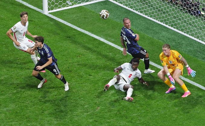 FIFA World Cup, WM, Weltmeisterschaft, Fussball 2026 semifinals - England vs Argentina Players in action during the FIFA World Cup 2026 semifinals match England against Argentina, in Atlanta, USA, 15 July 2026. ATLANTA United States  Copyright: xCRISTOBALxHERRERA-ULASHKEVICHx