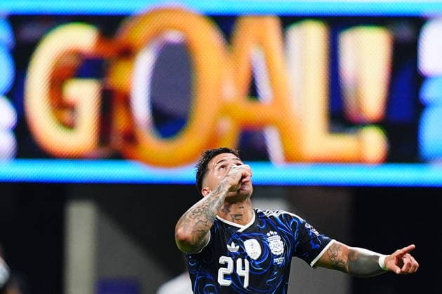 England v Argentina - FIFA World Cup, WM, Weltmeisterschaft, Fussball 2026 - Semi Finals ATLANTA, GEORGIA - JULY 15: Enzo Fernandez of Argentina celebrates after scoring a goal during the 2026 FIFA World Cup semifinal match between England and Argentina at Atlanta Stadium in Atlanta, Georgia, United States, on July 15, 2026. Evrim Aydin Anadolu Georgia United States. Editorial use only. Please get in touch for any other usage.  Copyright: x2026xAnadoluxEvrimxAydinx