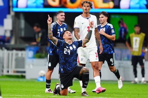England v Argentina - FIFA World Cup, WM, Weltmeisterschaft, Fussball 2026 - Semi Finals ATLANTA, GEORGIA - JULY 15: Argentina’s Enzo Fernandez (24) celebrates during the 2026 FIFA World Cup semifinal match between England and Argentina at Atlanta Stadium in Atlanta, Georgia, United States, on July 15, 2026. Evrim Aydin Anadolu Georgia United States. Editorial use only. Please get in touch for any other usage.  Copyright: x2026xAnadoluxEvrimxAydinx