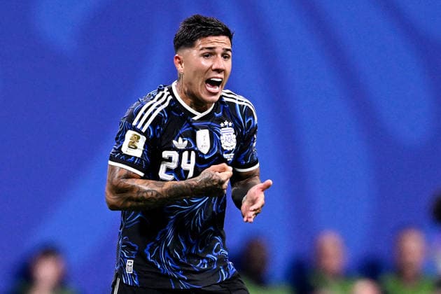 2026-07-15 England v Argentina - Semi Final - FIFA World Cup, WM, Weltmeisterschaft, Fussball 2026 ATLANTA, UNITED STATES - JULY 15: Enzo Fernandez of Argentina celebrates after scoring the team s first goal during the Semi Final - FIFA World Cup 2026 match between England and Argentina at Atlanta Stadium on July 15, 2026 in Atlanta, Georgia. (Photo by Pablo Morano BSR Agency) Atlanta United States Content not available for redistribution in The Netherlands directly or indirectly through any third parties. Copyright: xBSRxAgencyx