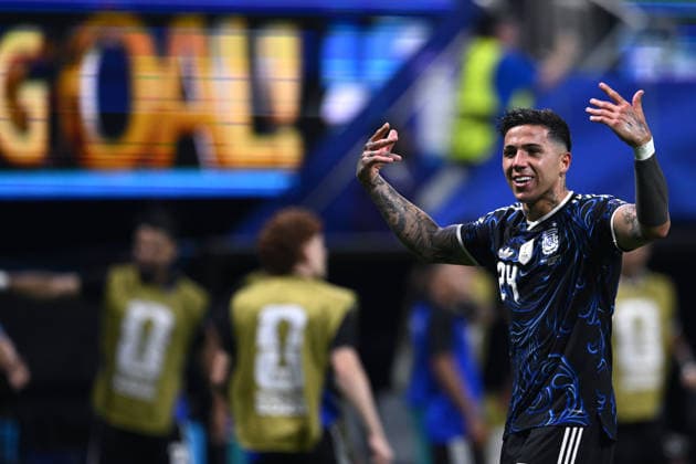 Sport Bilder des Tages Mg Atlanta (Stati Uniti) 15 07 2026 - Mondiali di Calcio 2026 Inghilterra-Argentina foto Matteo Gribaudi Image nella foto: esultanza gol Enzo Fernandez 