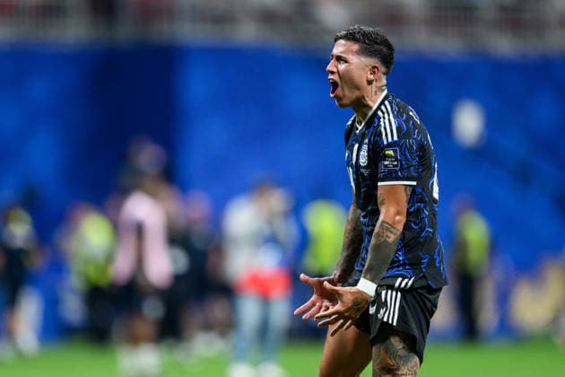 260715 Enzo Fernandez of Argentina celebrates after the FIFA World Cup, WM, Weltmeisterschaft, Fussball 2026 semifinal football match between England and Argentina on July 15, 2026 in Atlanta. Photo: Joel Marklund BILDBYRAN kod JM JM0828 bbeng fotboll football soccer fotball vm fotbolls-vm fotball-vm fotbolls-vm 2026 fifa world cup 2026 semifinal england argentina jubel *** July 15, 2026: Enzo Fernández of Argentina celebrates after the 2026 FIFA World Cup soccer semifinal match between England and Argentina on July 15, 2026 in Atlanta. Photo by Joel Marklund, BILDBYRAN. Code: JM JM0828 bbeng soccer football soccer World Cup soccer World Cup 2026 FIFA World Cup 2026 semifinal England Argentina celebration  Copyright: JOELxMARKLUND BB260715JM121