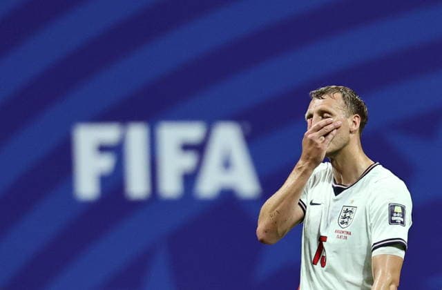 FIFA World Cup, WM, Weltmeisterschaft, Fussball 2026 semifinals - England vs Argentina Dan Burn of England reacts after the FIFA World Cup 2026 semifinals match England against Argentina, in Atlanta, USA, 15 July 2026. ATLANTA United States  Copyright: xRONALDxWITTEKx