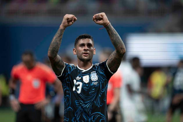 FOOTBALL : Argentina vs England Demi-finale de la Coupe du Monde de la FIFA 2026. Mercedes-Benz Stadium, Atlanta, Georgia, Etats-Unis. 15 07 2026. cÃ lÃ bration de l Ã quipe de Argentine avec ses supporters  Copyright: xx