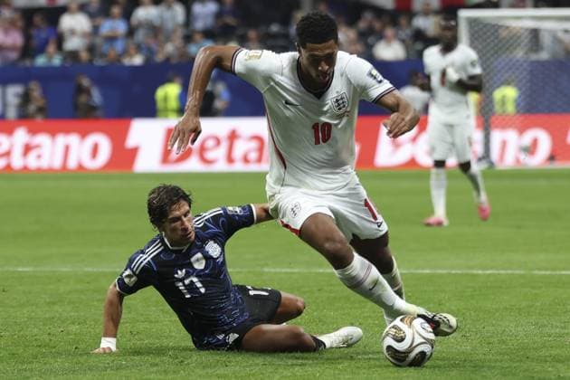 RECORD DATE NOT STATED Argentina and England duel for a spot in the 2026 World Cup final. Atlanta (USA), 07 15 2026 Football World Cup 2026 Argentina vs England Jude Bellingham in a match between Argentina and England face off in the semi-final of the FIFA World Cup, WM, Weltmeisterschaft, Fussball 2026, at Atlanta Stadium, in Atlanta, this Wednesday (15) of July 2026.(Foto: Pedro Paulo Diaz Thenews2 imago images) SPO  Copyright: xPedroxPauloxDiazx