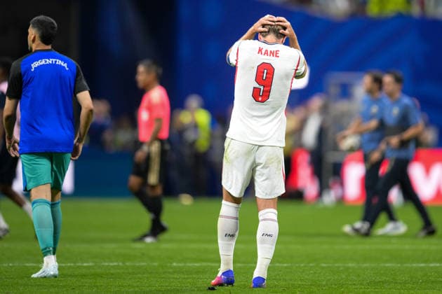 Fußball, WM 2026, 20260715, England - Argentinien. Im Bild Harry KANE (England, 9) enttäuscht. Atlanta Atlanta-Stadion Georgia Vereinigte Staaten von Amerika *** Soccer, 2026 World Cup, 20260715, England vs. Argentina. Pictured: Harry KANE of England, No. 9, looking disappointed at Atlanta Stadium in Atlanta, Georgia, United States of America Copyright: Passion2Press MarkusxFischerx
