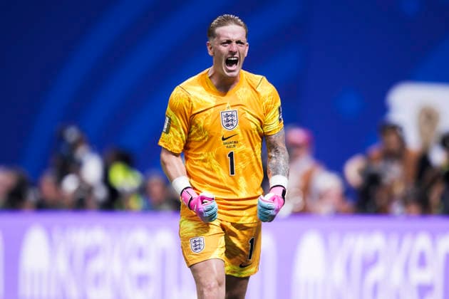 England v Argentina - FIFA World Cup, WM, Weltmeisterschaft, Fussball 2026 Jordan Pickford of England reacts during the FIFA World Cup 2026 semi final football match between England and Argentina. Atlanta United States Copyright: xNicolòxCampox
