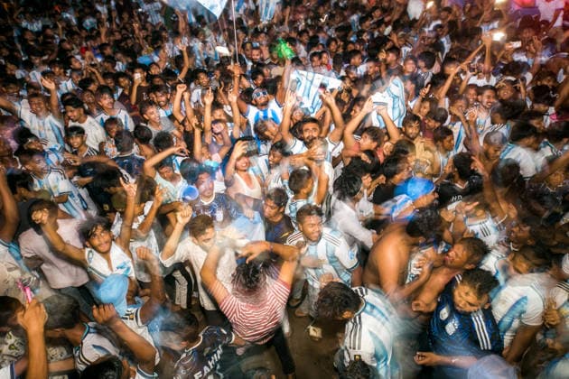 July 16, 2026, Dhaka, Munshiganj, Bangladesh: Thousands of football fans gathered at Super Market Chottor in Munshiganj, Dhaka, Bangladesh, on Tuesday night to watch the FIFA World Cup, WM, Weltmeisterschaft, Fussball 2026 semi-final between Argentina and England on giant screens. The public viewing attracted a large crowd as supporters followed one of the tournament s most anticipated matches. Argentina secured a dramatic 2Ã¢â‚¬1 victory with two late goals to book their place in the FIFA World Cup Final, while England s campaign came to an end after a spirited performance. The photographs capture the excitement, tension and emotions of football fans in Bangladesh as they witnessed Argentina s memorable comeback and qualification for the final. Bangladesh Football Fans Watch Argentina Defeat England To Reach The FIFA World Cup 2026 Final  - ZUMAa259 0861759587st Copyright: xRayhanxAhmedx