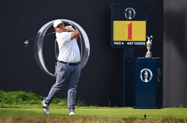 Mateo Pulcini (ARG) (Amateur) who got a few boo s as he was announced on the 1st Tee, tee s off. 154th Open Golf Championships, Royal Birkdale, Southport, UK - 16 Jul 2026Southport Royal Birkdale United Kingdom  Copyright: xGreigxCowie Shutterstockx 16988293z